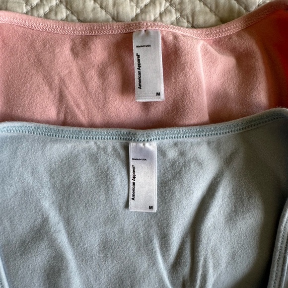 RARE Bundle of 2 American Apparel Pink & Blue Long Sleeve Crop Tops - Picture 3 of 4
